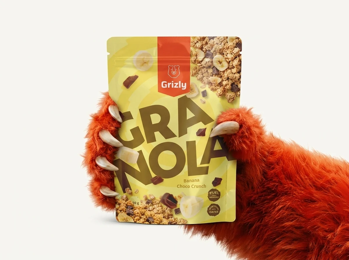 tlapa drží granolu