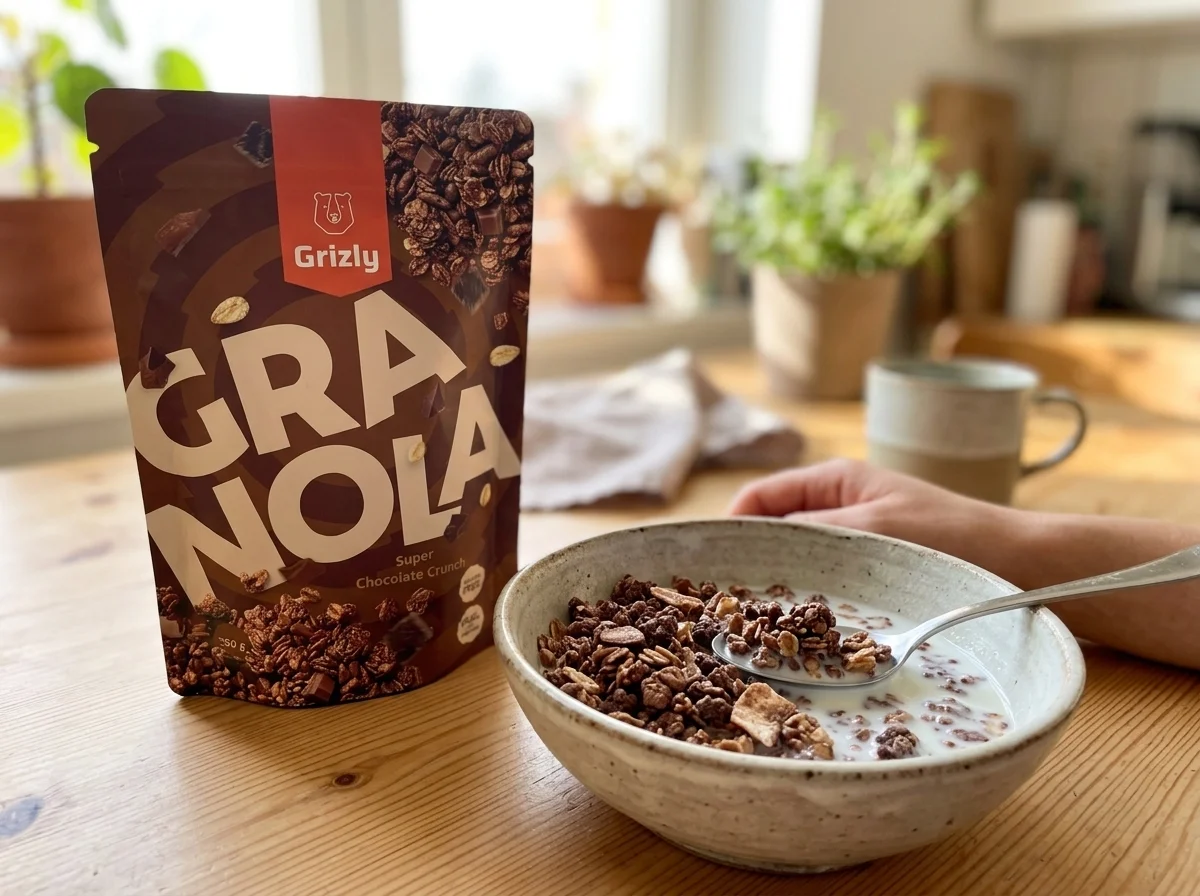 čokoládová granola k snídani