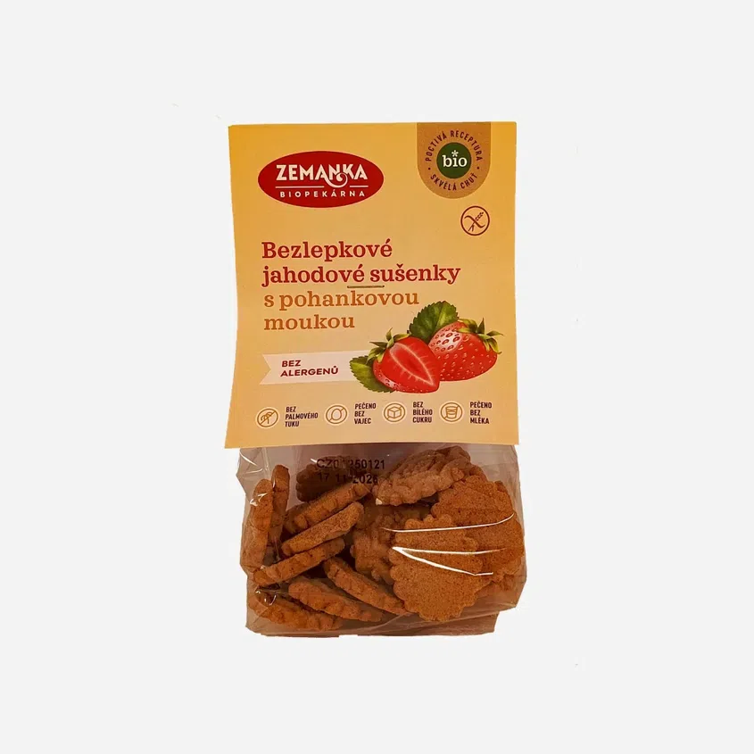 Bezlepkové jahodové sušenky s pohankovou moukou BIO 5 x 100 g