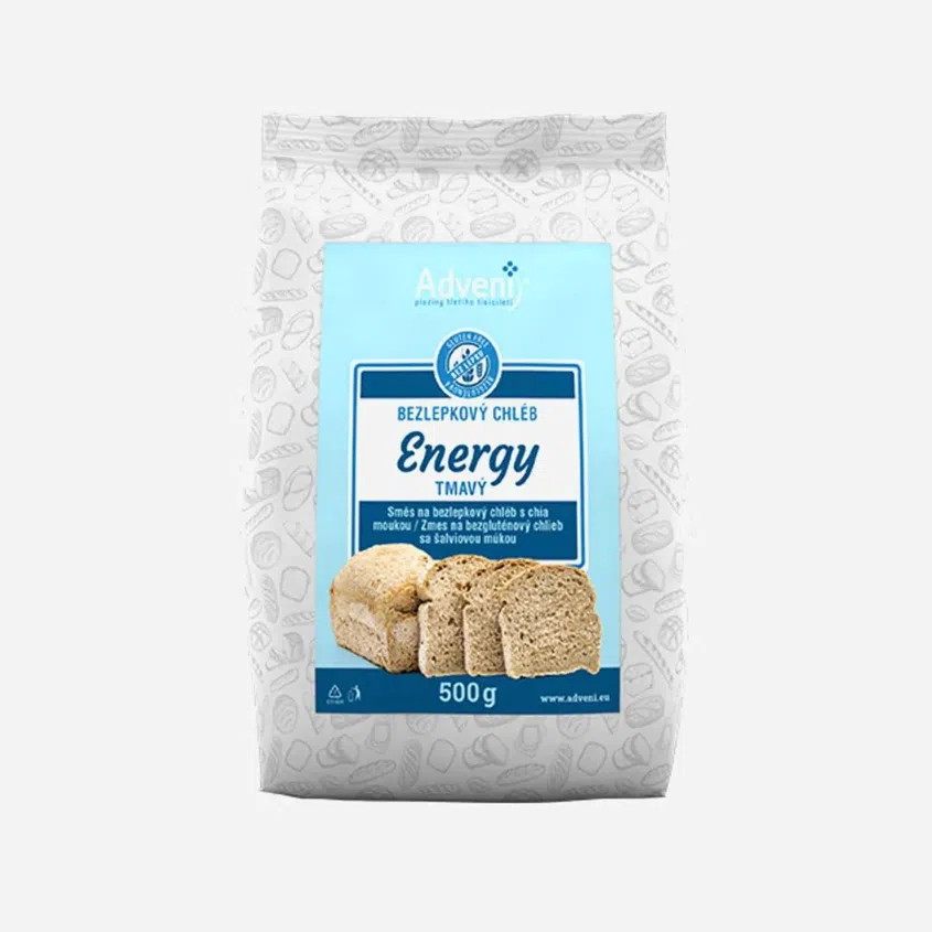 Bezlepkový Energy chléb s chia moukou