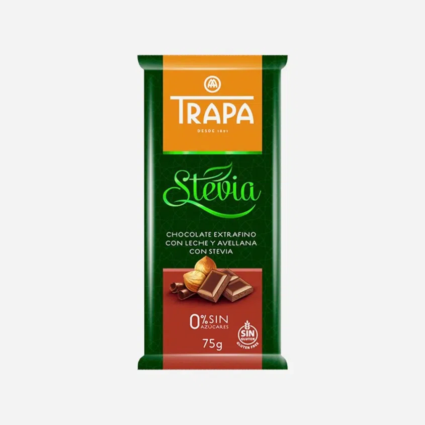 Čokoláda mléčná s drcenými lískovými ořechy a stevií 5 x 75 g