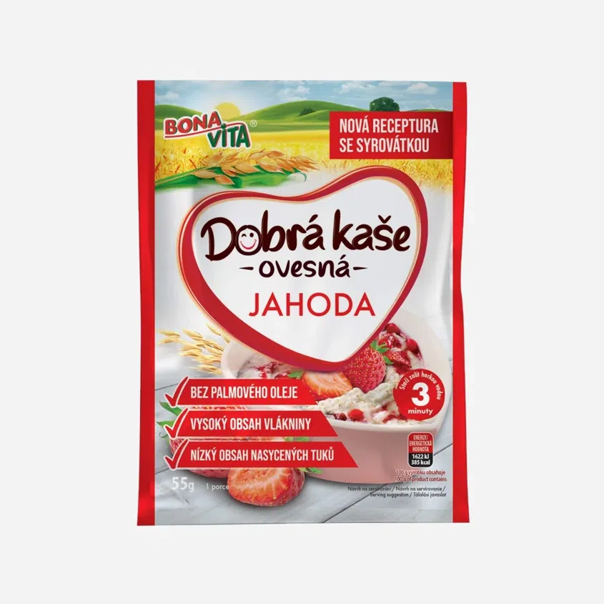 Dobrá kaše ovesná jahoda