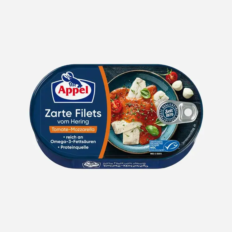 Filety sleďové v rajčatovo - mozzarelové omáčce