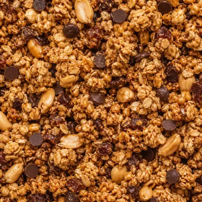 Granola s proteinem arašídové máslo a datlové čoko pecičky
