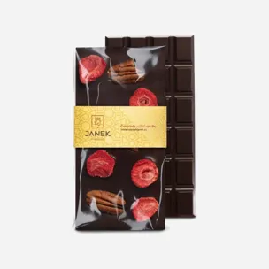 Hořká čokoláda s pekany a lyofilizovanými jahodami 5 x 95 g
