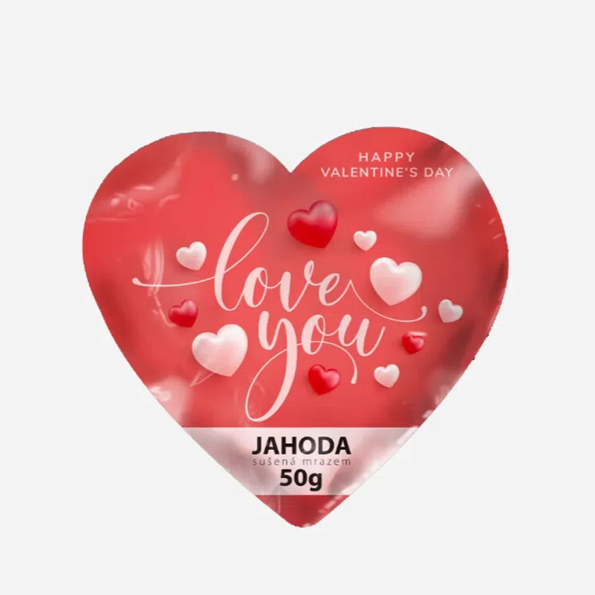 Lyofilizované jahody - velké červené srdíčko Valentýn 5 x 50 g