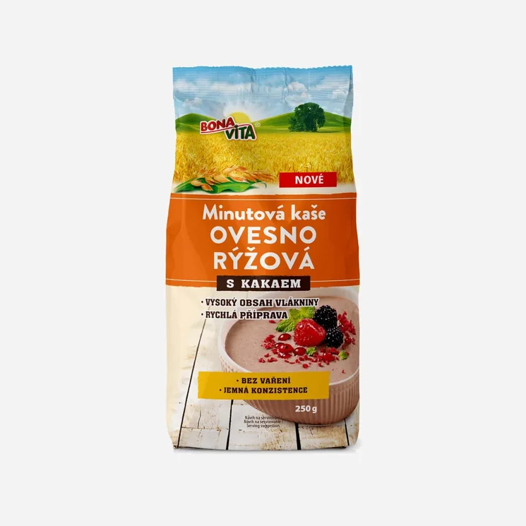 Minutová ovesno-rýžová kaše s kakaem 6 x 250 g