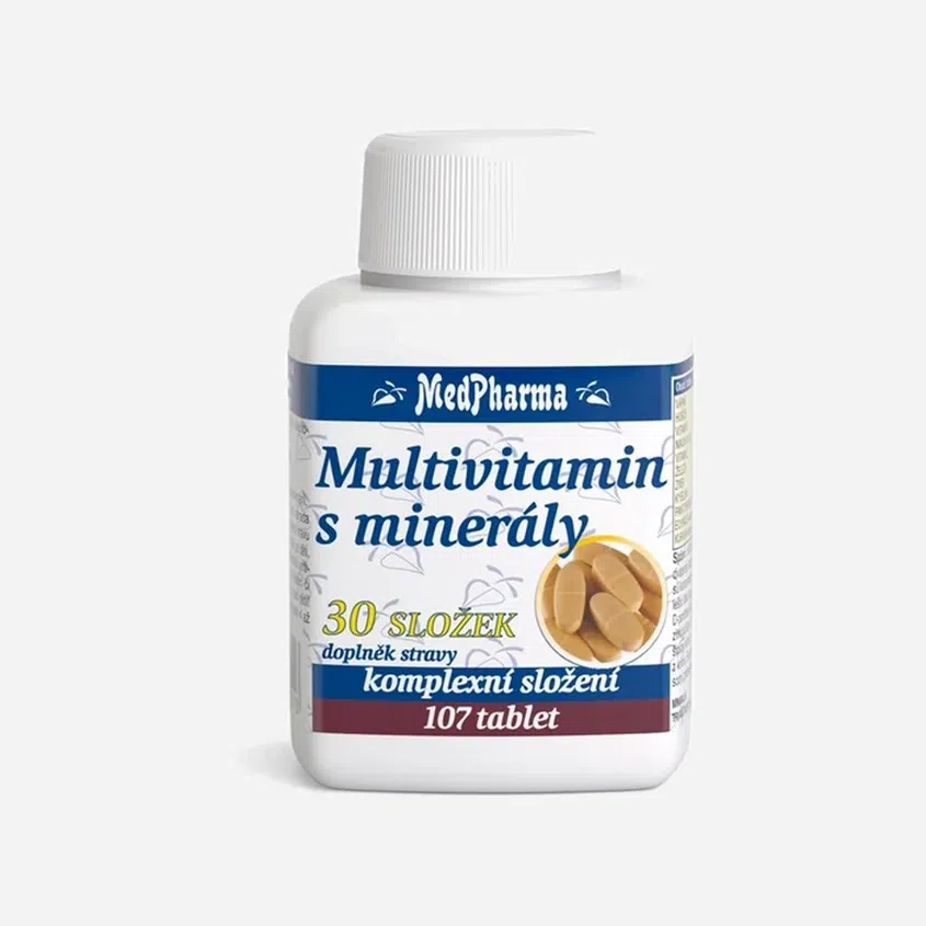 Multivitamin s minerály, 30 složek 107 tablet
