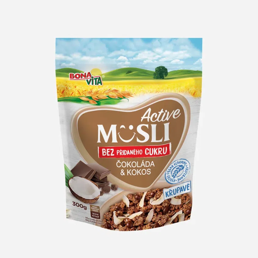 Müsli bez přidaného cukru čokoláda a kokos 6 x 300 g