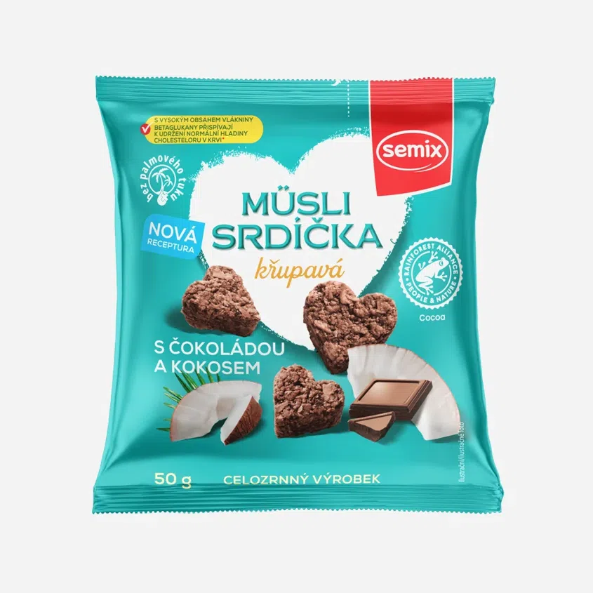 Müsli srdíčka s čokoládou a kokosem 6 x 50 g