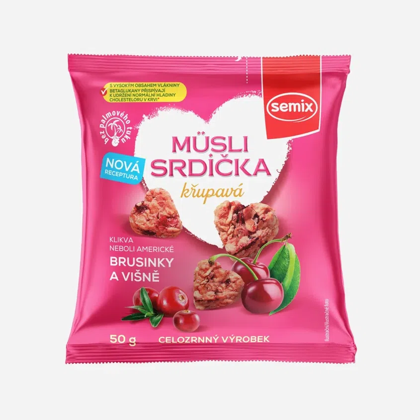 Müsli srdíčka s klikvou a višněmi 6 x 50 g