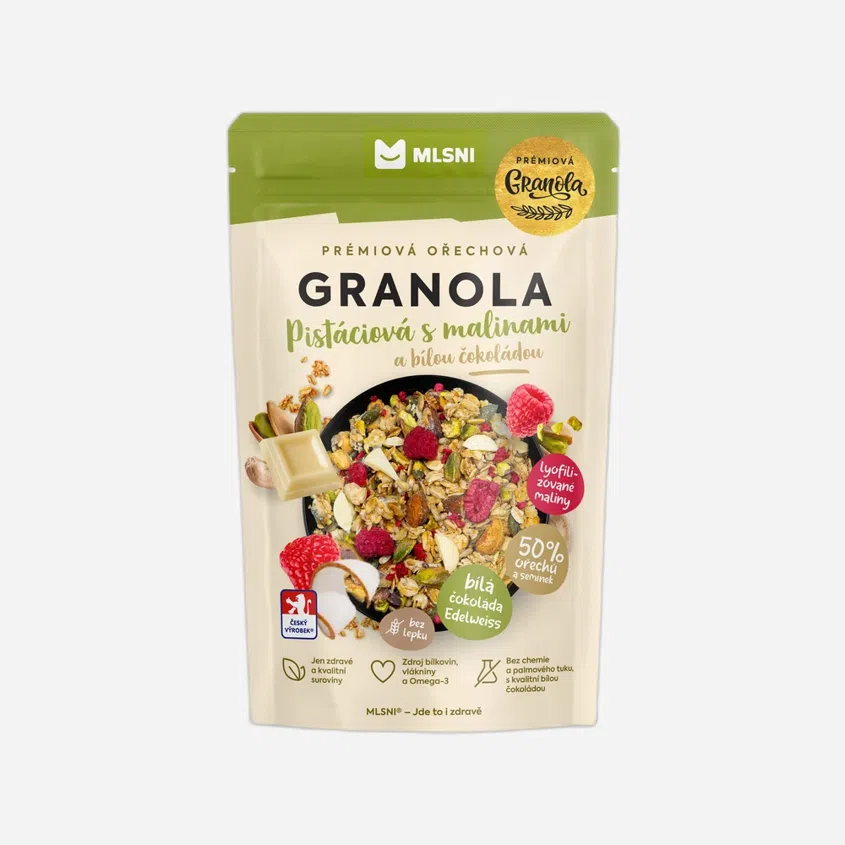 Pistáciová granola s malinami a bílou čokoládou 6 x 400 g