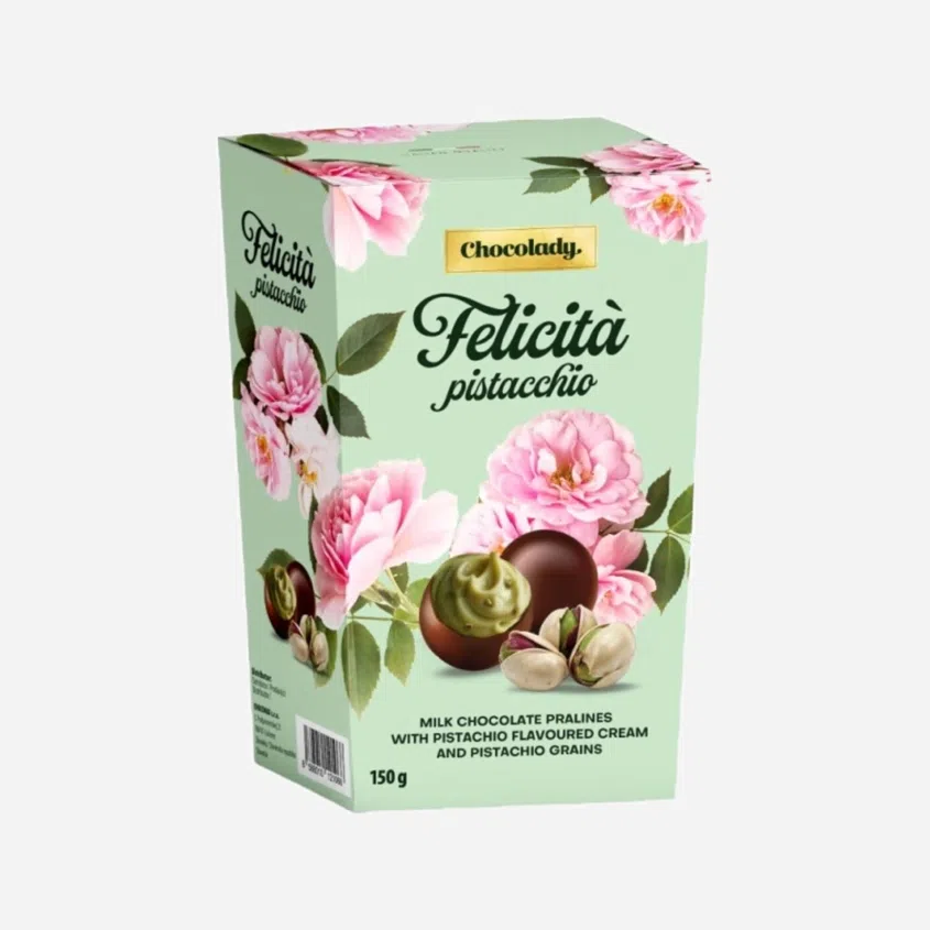 Pralinky z mléčné čokolády s pistáciemi