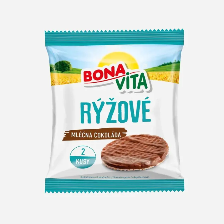Rýžové chlebíčky mléčná čokoláda 2 ks 6 x 32 g