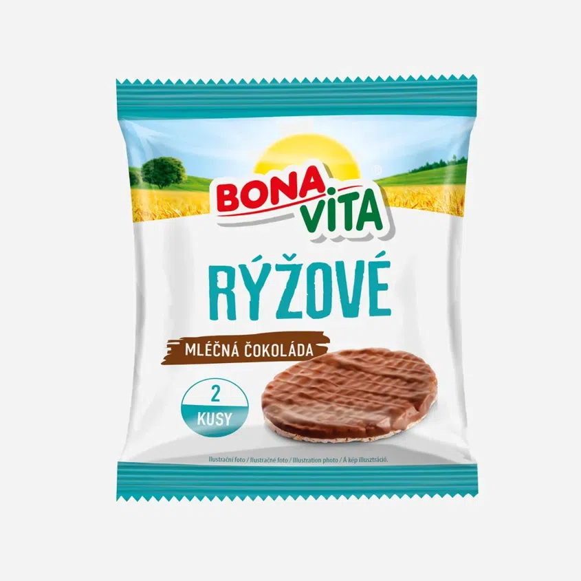 Rýžové chlebíčky mléčná čokoláda 2 ks 6 x 32 g