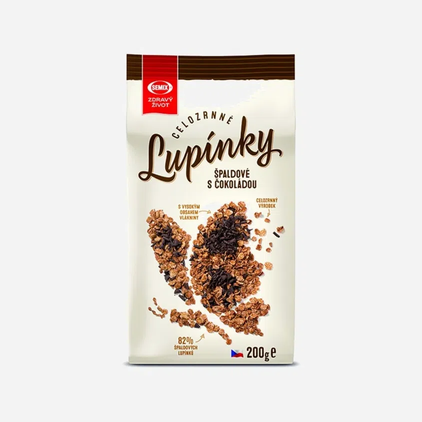 Špaldové celozrnné lupínky s čokoládou 6 x 200 g