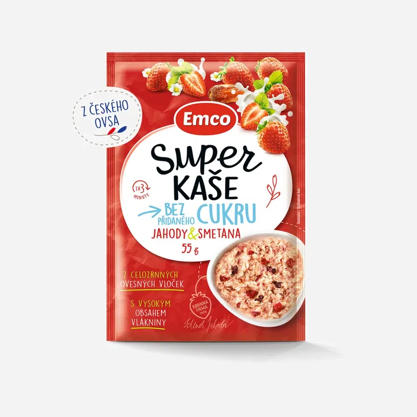 Super kaše jahody a smetana