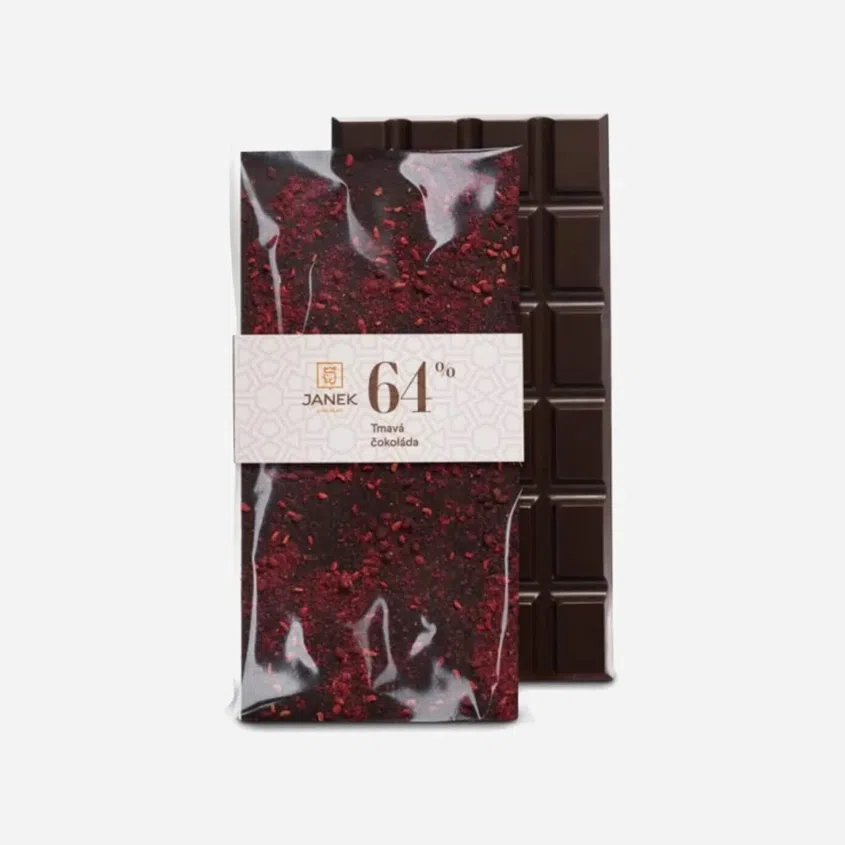Tmavá čokoláda s drcenými ostružinami a lyofilizovanými malinami 5 x 85 g