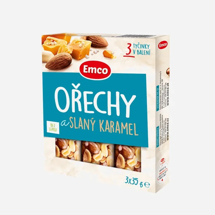Tyčinka s ořechy a slaným karamelem 3x 35 g 1616080
