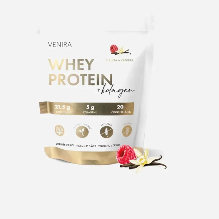 Whey protein příchuť malina a vanilka 6 x 1000 g